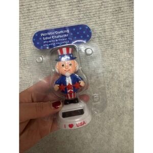 NEW Patriotic Uncle Sam Stars Solar Powered Bobble Head Dancer RARE Independence